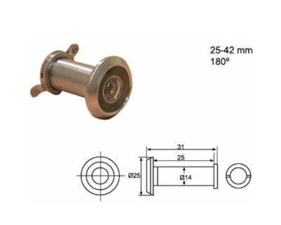 MIRILLA LATON C/TAPA 25-42 14MM. LATON PULIDO  ML14*